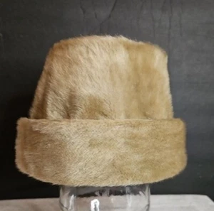 Vintage 1950s Untagged Faux Mink Fur Peach Basket Cloche Style Hat Costume - Picture 1 of 9