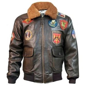 Top Gun Brown Leather Jacket for Men | Official Top Gun G-1 Flight Jacket - Picture 1 of 5