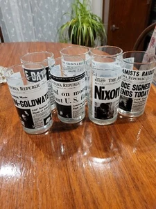 The Arizona Republic News Headline Collectors Glasses Set Of 7 Nixon Moon VE Day - Picture 1 of 8