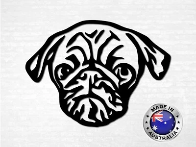 Pug Vinyl Decal, Laptop Sticker, Dog Bumper Sticker, Cute Aussie Car Sticker - Image 1 of 4