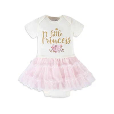 Onesie de manga curta Gerber bebê menina com tutu princesa floral vários tamanhos - Imagem 1 de 4