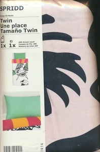 Neu Spridd IKEA TWIN Bettwäscheset 100 % Baumwolle - weiß grün schwarz orange Fischdesign - Bild 1 von 4