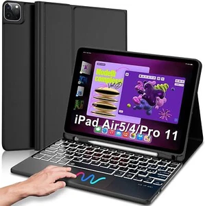Für iPad Air 5./4. Generation Pro 11" 1-4. Gen Hintergrundbeleuchtung Touchpad Tastatur Hülle - Bild 1 von 59