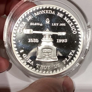 1993 Piedra de Los Soles Mexico Tenochtitlan .925 Variety Silver 1 oz Plata Onza - Picture 1 of 6