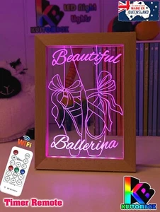 BALLERINA SLIPPERS PERSONALISED 3D LED Night Light 7 Colour Change Room Lamp - Picture 1 of 14