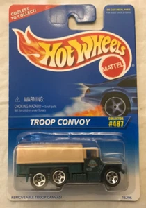 Hot Wheels Troop Convoy Green With Tan  Canopy Vintage 1996 New Sealed On Card - Picture 1 of 7