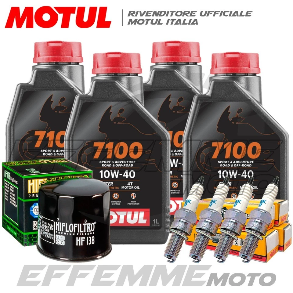 MOTUL + HIFLO + NGK Tagliando SUZUKI GSX-R 1000 2001 2002 2003 2004 2005 2006 (7100 Filtro candele)