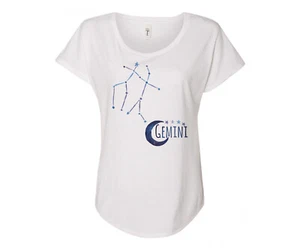 Gemini T-Shirt White Ladies Cotton Blend Zodiac Constellation Small To 3X Sizes - Picture 1 of 1