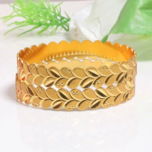 Brazaletes Suprimo Tradicionales Bollywood Chapados en Oro 2 Brazaletes Brazalete Kangan Mujer - Imagen 1 de 5