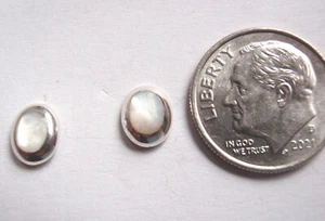 Small Mother of Pearl Oval 925 Sterling Silver Stud Earrings Corona Sun Jewelry - Picture 1 of 2