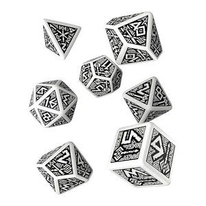 Q-Workshop Dwarven White Black 7 Piece Dice Set NEW IN STOCK - Picture 1 of 2