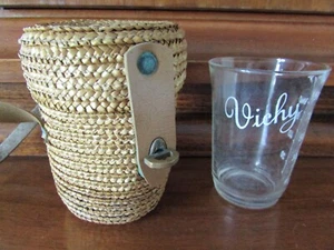 antique 19th century Vichy cure glass with wicker/rattan case - Picture 1 of 6