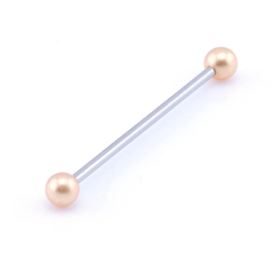 Barra de piercing de orelha de andaime industrial aço cirúrgico pérola falsa - Imagem 1 de 4