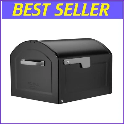 Contemporary Extra-Large Black Mailbox with Magnetic Closure - Steel Design - Image 1 of 4