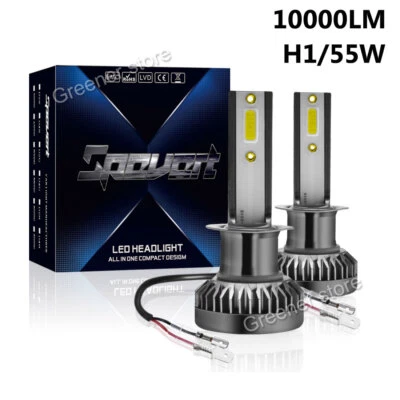 2x Mini Size 110W H1 LED COB Headlight Bulbs Car Driving Lamps 6000K HID White - Image 1 of 4