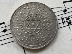MOROCCO 1 dirham 1313 1895 Y10.1 Ag.835 1yr type Berlin TOP GRADE minted 430,000 - Picture 1 of 2