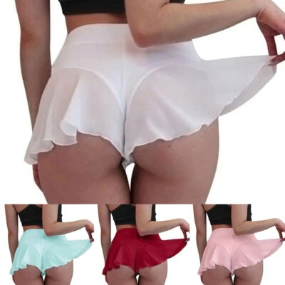 Women's Ruffled Sexy Shorts Push Up Booty Dance Yoga Sports Fitness Hot Pants - Image 1 of 4