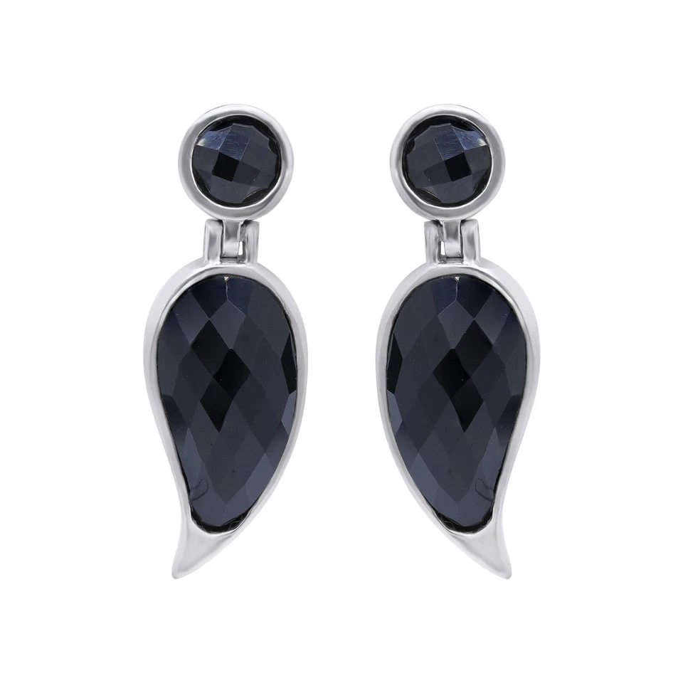 Orecchini In Pietra Naturale Di Onice Nero In Argento Sterling 925 Per Donne - Immagine 1 di 1