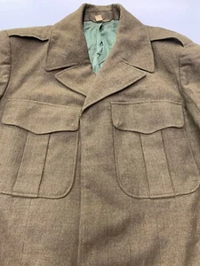 VINTAGE Post World War II Army Jacket Wool Ike Coat Olive Korean War 38L - Picture 1 of 12