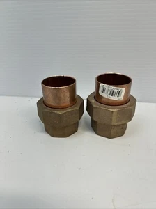 202877 Nibco C733 1 1/2" Cast Bronze w Copper Adapter 1-1/2" Tube Size Lot of 2 - Picture 1 of 6