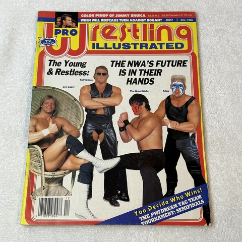 Pro Wrestling Illustrated Magazine Dec. 1989 Jimmy Snuka Poster Sting Great Muta Cover