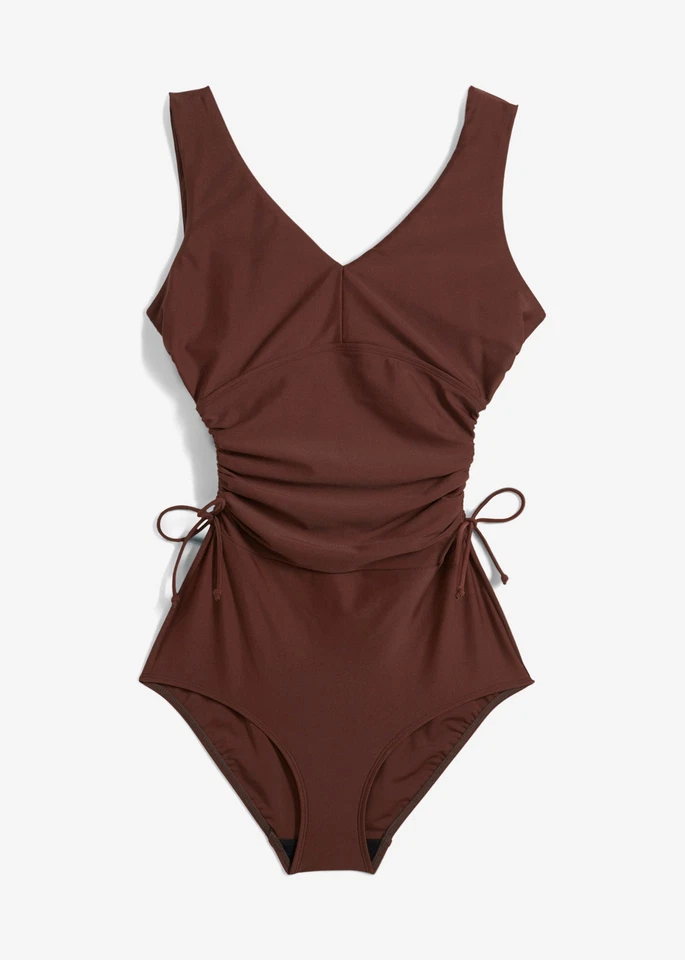 Neu Damen Badeanzug aus recyceltem Polyamid Langgrösse Gr. 44 Dunkelbraun - Bild 1 von 1