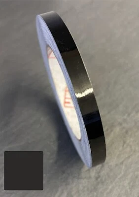 10mm Black Gloss Pin stripe Coach Line Self Adhesive Craft Tape Car Boat Caravan - Image 1 of 4