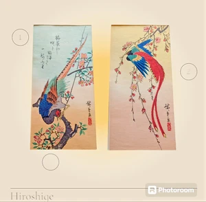 2 Hiroshige Prints Japanese Woodblock 70s Limited RP Birds Ukiyo-e - Picture 1 of 9