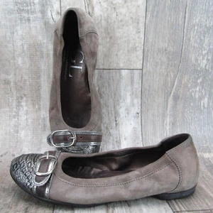 AGL Damen Ballerinas Größe 6,5 M EUR 37 Braun Kappe Zehe Schnalle Wildleder - Bild 1 von 10