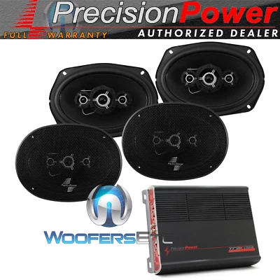 pkg 2 PRECISION POWER SD694 6"x9" 4WAY SPEAKERS + TRAX4.1200 4-CHANNEL AMPLIFIER