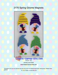 Spring Gnome Magnets- Plastic Canvas Pattern or Kit - Picture 1 of 1