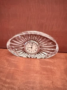 Waterford Crystal Quartz Sunburst Small Oval Clock - Picture 1 of 2
