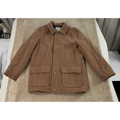 LL Bean Coat Mens M 100% Wool Jacket Quilt Lined Thinsulate Button Zip Brown - Image 1 of 4