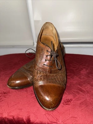 Zapatos de vestir Church's hechos a mano 9 M marrón puntera tejida piel de becerro vintage dinero antiguo Foto 1 de 4