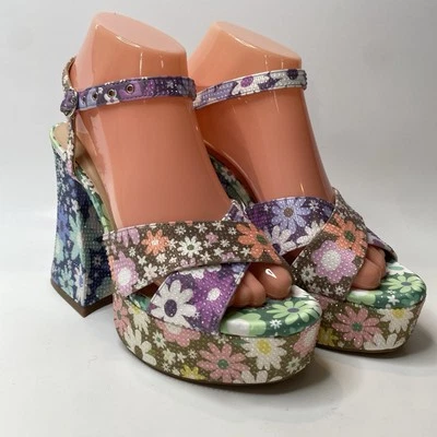 GB Gianni Binni Ulti-Mate Sandalias Plataforma Floral Estrás Talla 7.5 Retro Años 70 Foto 1 de 4