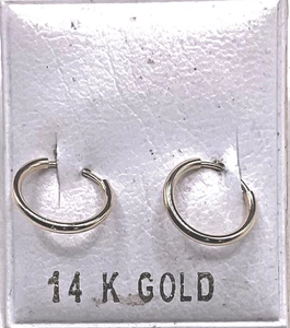 New Baby Endless 10mm Hoop Earrings in 14kt Solid Yellow Gold - Picture 1 of 2