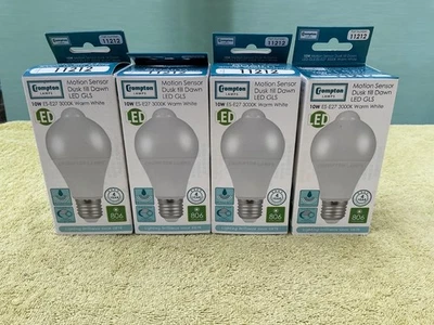 4 x Crompton 11212 10W E27/ES LED motion sensor and dusk to dawn lowlight sensor - Image 1 of 4