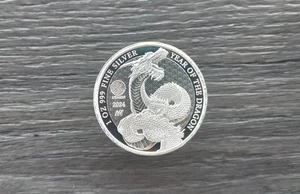 2024 Bullionstar Singapore Lunar Year of the Dragon 1 oz Silver Round - Picture 1 of 7
