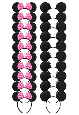 20 PIEZAS Diadema Orejas de Ratón Negro Rosa Lazo, Accesorio para Cabello Fiesta de Cumpleaños para Niños Foto 1 de 4