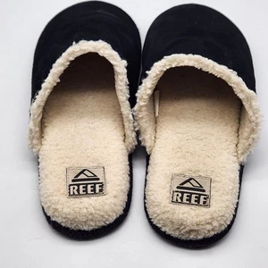 Reef Men's Glider Black Slippers Leather Size 9 - Picture 1 of 6