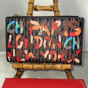Cartera CHCH para mujer doble pliegue estilo negro/colorido con broche de presión + cremallera superior cuero PU NUEVA EN CAJA - Imagen 1 de 10