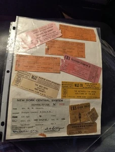 VTG NY Central System Pass, NBC, WJZ, CBS, & WABD Broadcasting Tickets 1950's - Picture 1 of 12