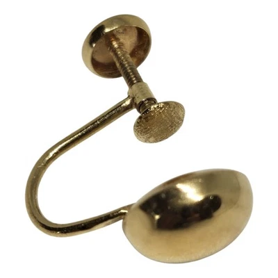 Серьги из чистого желтого золота 14 карат с одним винтом черные можно заменить на кулон - Изображение 1 из 4