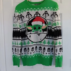 Suéter Feo Navidad Bebé Yoda Star Wars Para Hombres - Verde Negro Blanco, Talla L - Imagen 1 de 6