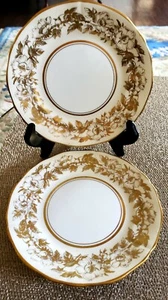 2 HTF GOLD PATTERN ELEGANT ADDERLEY BONE CHINA BREAD & BUTTER PLATES - Picture 1 of 5
