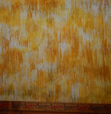 cotton quilt fabric Kaufman Fusions Brushwork BTY yellow metallic gold stripe - Image 1 of 4