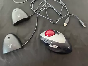 Vintage Logitech Cordless Optical TrackMan Trackball Mouse Set - As-Is, Untested - Picture 1 of 9