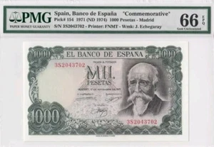 1971 SPAIN 1000 PESETAS **MADRID**  PMG66 EPQ [P-154] GEM UNC "Commemorative"  - Picture 1 of 2