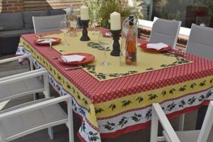 Tablecloth Non-Iron 150x240 CM Yellow Red Olivenmotiv from France Provence - Picture 1 of 7