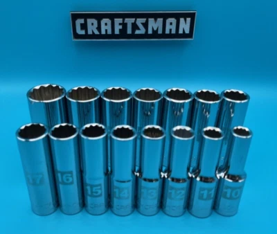 NEW CRAFTSMAN 1/2" Drive 15pc DEEP METRIC 12 point socket set ! (10-27mm) ETCHED - Image 1 of 4